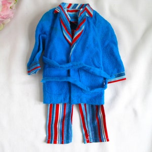 Vintage Barbie Ken Wide Awake Stripes Pajamas PJ&#39;s And Robe 1970&#39;s Vintage Barbie Clothing