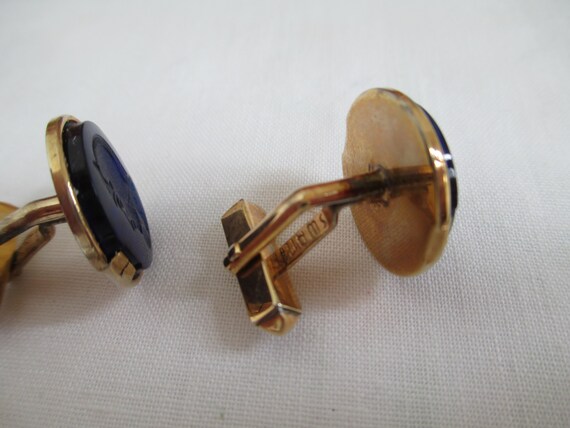 Boutons De Manchette Vintage Hickok USA - Motif Soldats Romains, Sterling Deux Tons, Occasion