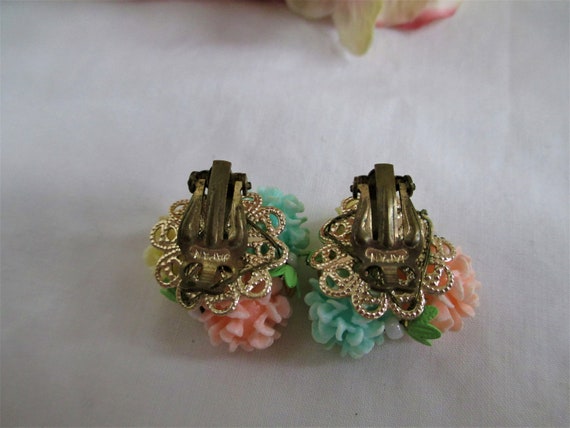 Vintage Earrings Celluloid Flowers Earrings Fanta… - image 3
