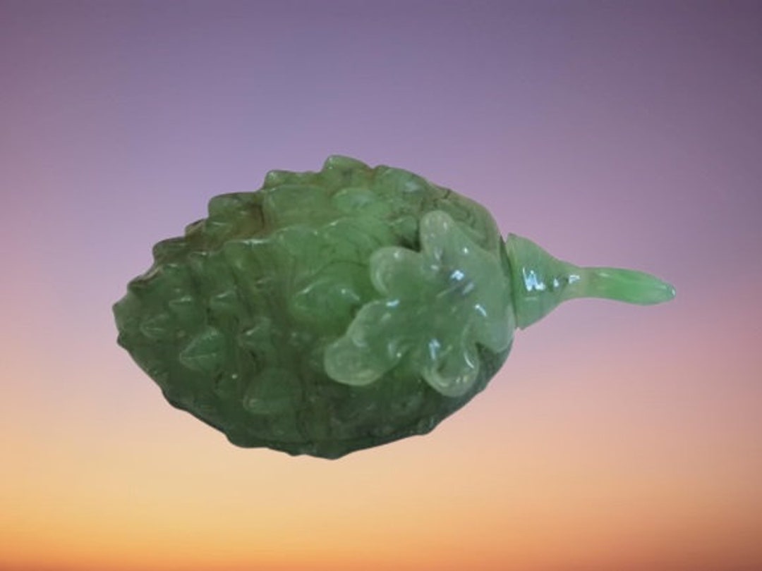 Antique Snuff Bottle Exceptional Spinach Green Jade Durian Fruit