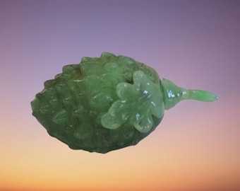 Antique Snuff Bottle Exceptional Spinach Green Jade Durian Fruit