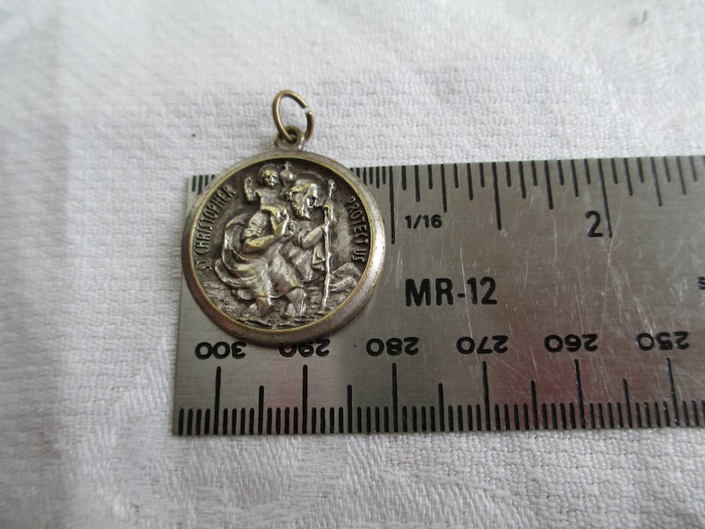 VINTAGE Saint Christopher Religious Medal Catholic Pendant Very Old Estate Spiritual PENDANT  Religious Collectible
