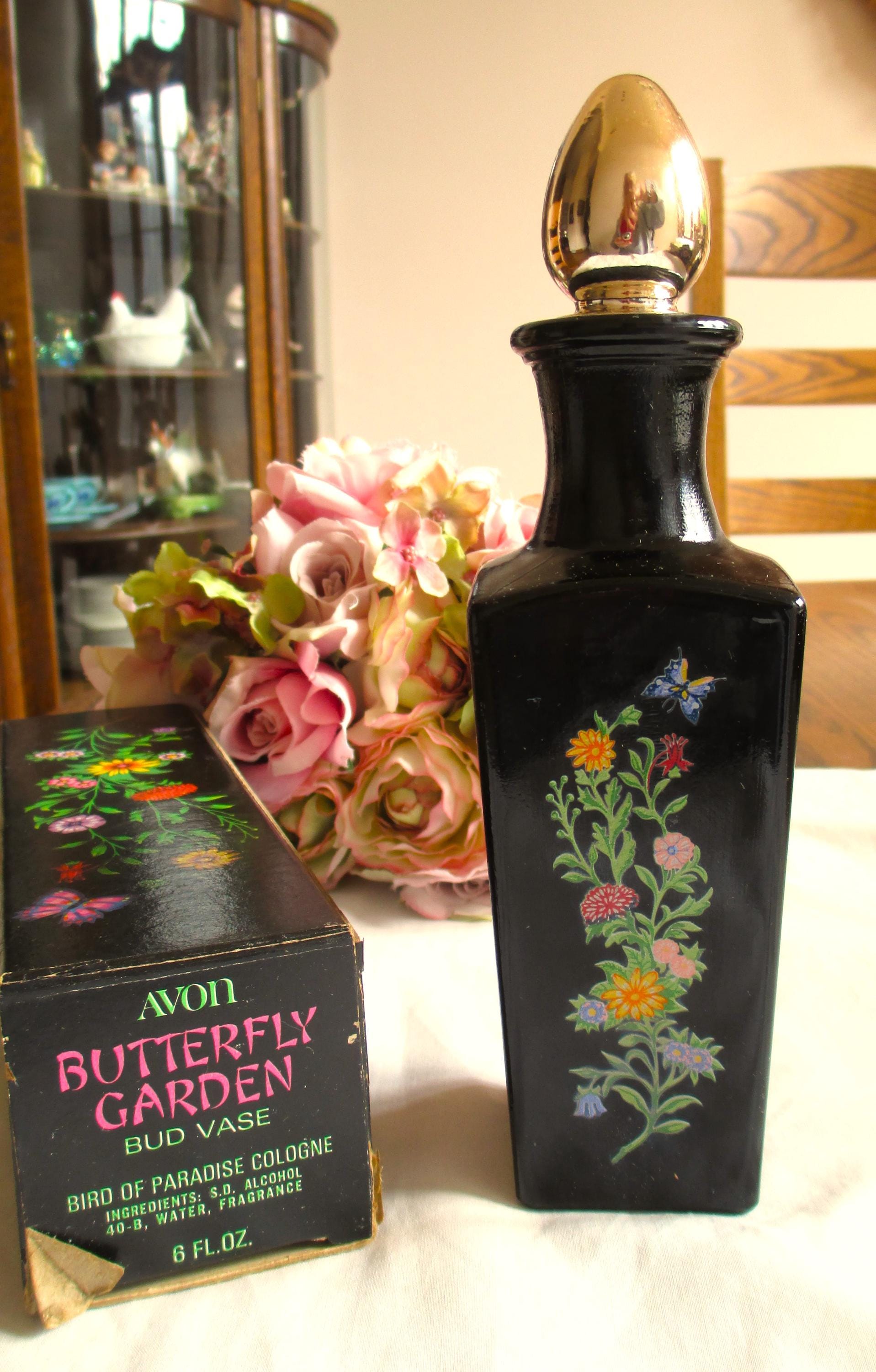 Avon Vintage 1970s Butterfly Garden Bud Vase Decanter With Bird of