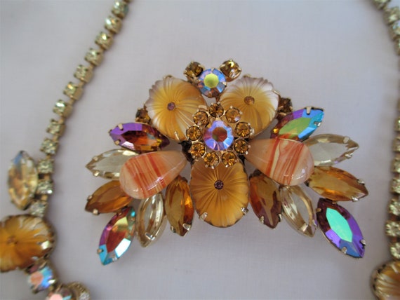 Vintage Juliana Necklace Pillowcase Molded Glass Ab Rhinestones