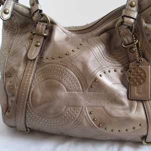 Vintage Coach 15276 Embossed Studded Leather Alex Satchel Handbag