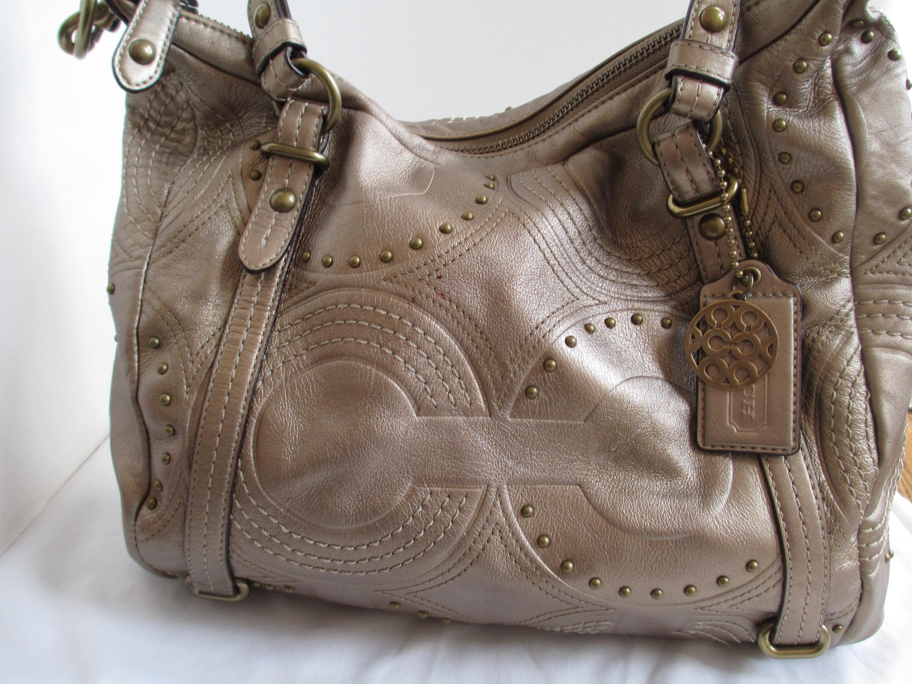 Vintage Coach 15276 Embossed Studded Leather Alex Satchel Handbag
