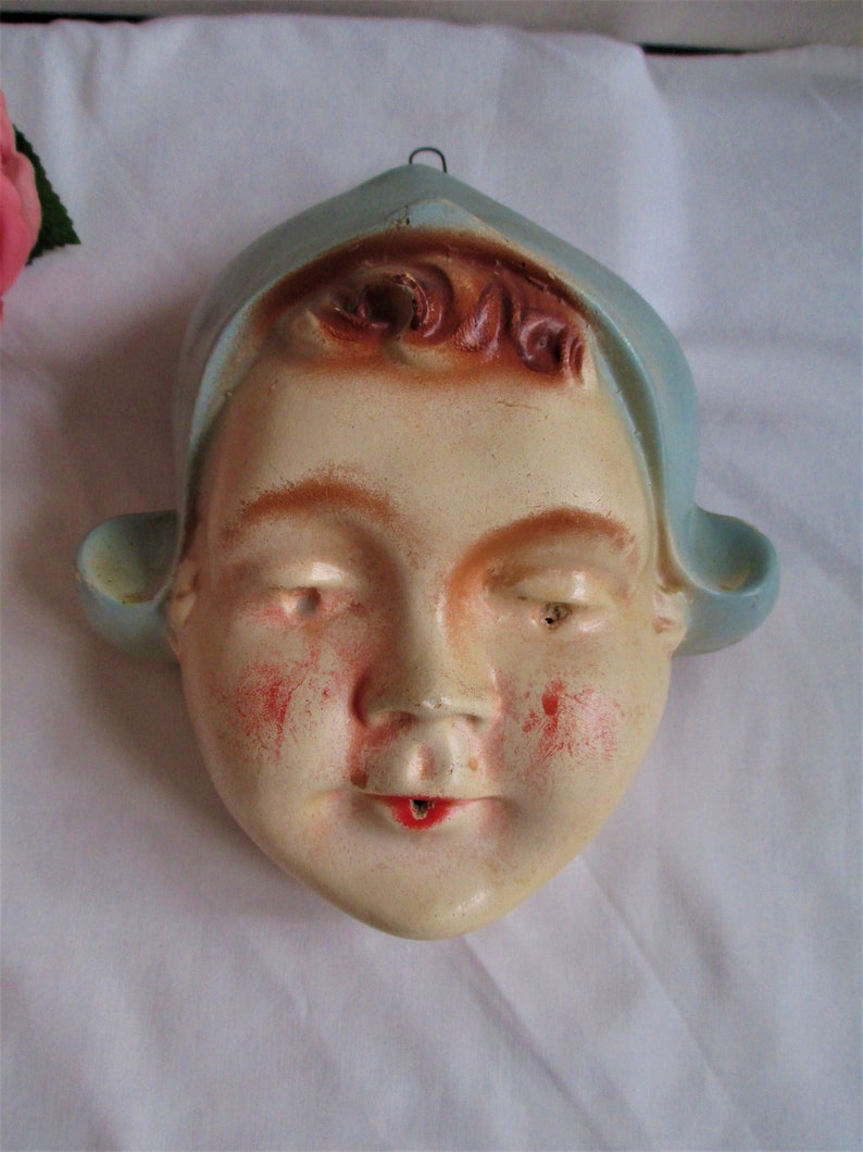 Vintage String Holder Dutch Girl Chalkware String Holder Holland Very Old Chalkware