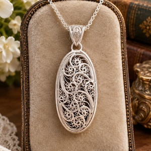 Vintage Pendant Signed SAJEN Sterling Silver Filigree Pendant Just Beautiful