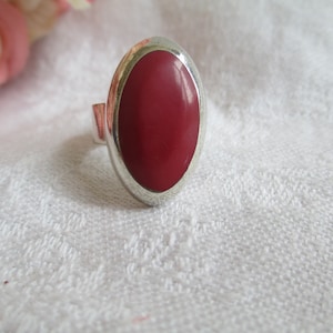 Vintage Ring Sterling Pink Coral Color Ring Size About 6 1/2  Stunning!! Rare Find Vintage Rings