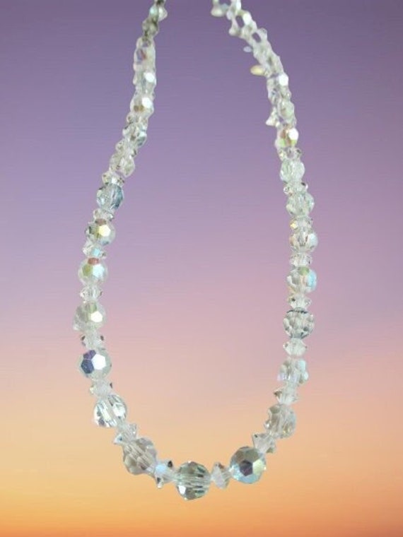 Vintage Necklace Beautiful Crystal Beaded Necklac… - image 1