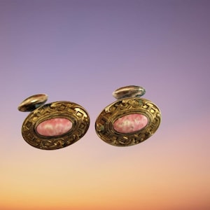 Antique Cufflinks Victorian Pink Stone Gold Filled Stunning Cufflinks Ball Back Cufflinks Stunning gifts for Him