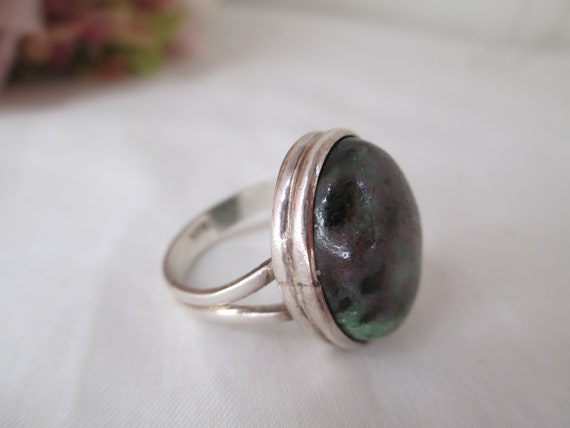 Vintage Ring Sterling Silver Ring Ruby Zoisite Na… - image 3