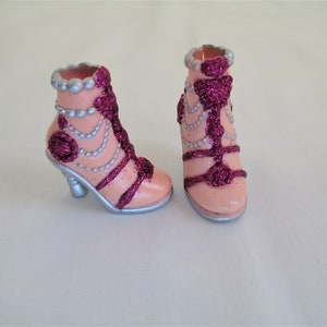 Barbie Shoes My Scene Barbie Doll Fab Faces Chelsea Silver Hot Pink Glitter Shoes Feet Heel Doll Accessory
