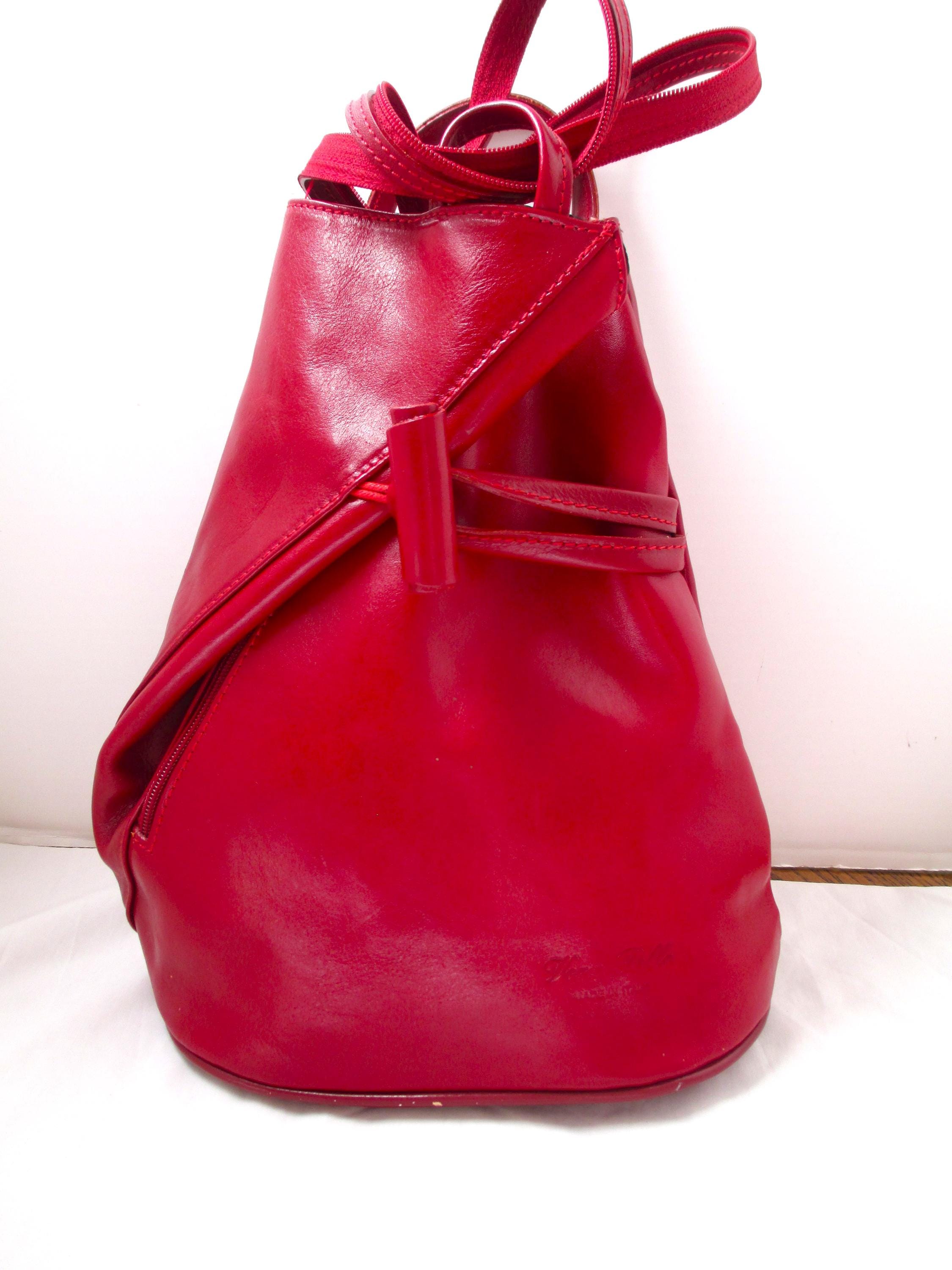 Red Leather Purse Stunning Vintage Vera PELLE Red Leather 