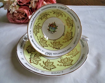 Royal Grafton Teacup & Saucer Commemorating the Centennial of Canadian Confederation in 1967 Antique Bone China Tea Cup Vintage Teacup set
