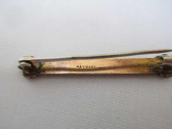 Antique Brooch Hayward Fleur De Lis Bar Pin Low K… - image 3