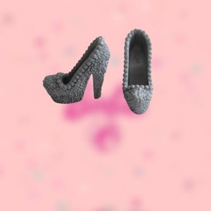 Barbie Shoes Grey Pebble Close Toe High Heels Mattel Barbie Doll Fashionistas Shoes Fashion Doll Accessories Blythe Bratz,