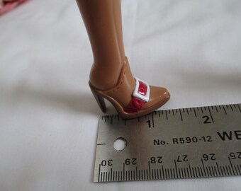 Barbie Shoes My Scene Barbie Doll Tall Brown Boots With Faux Red