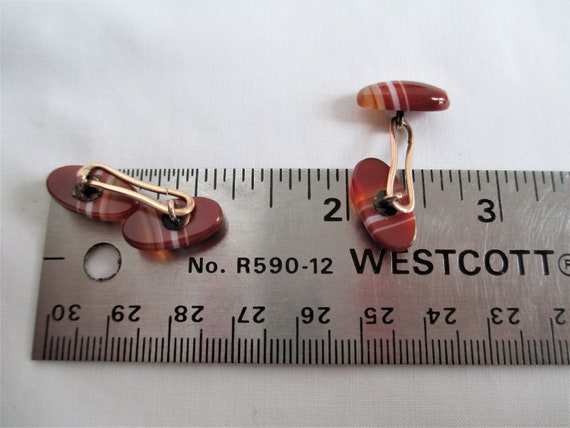 Antique Cufflinks Red Banded Agate Cufflinks Fant… - image 5