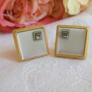 Vintage Swank Gold , Silver And Hematite Cufflink For Him, For Dad, Hipster Cuff Links