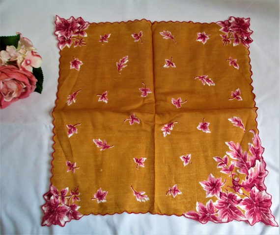 Vintage Hankie Beautiful Color Hanky Floral With … - image 3