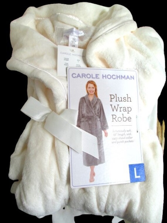 Carole Hochman Ladies Plush Wrap Robe ivory Size Large NOS With Tags Etsy