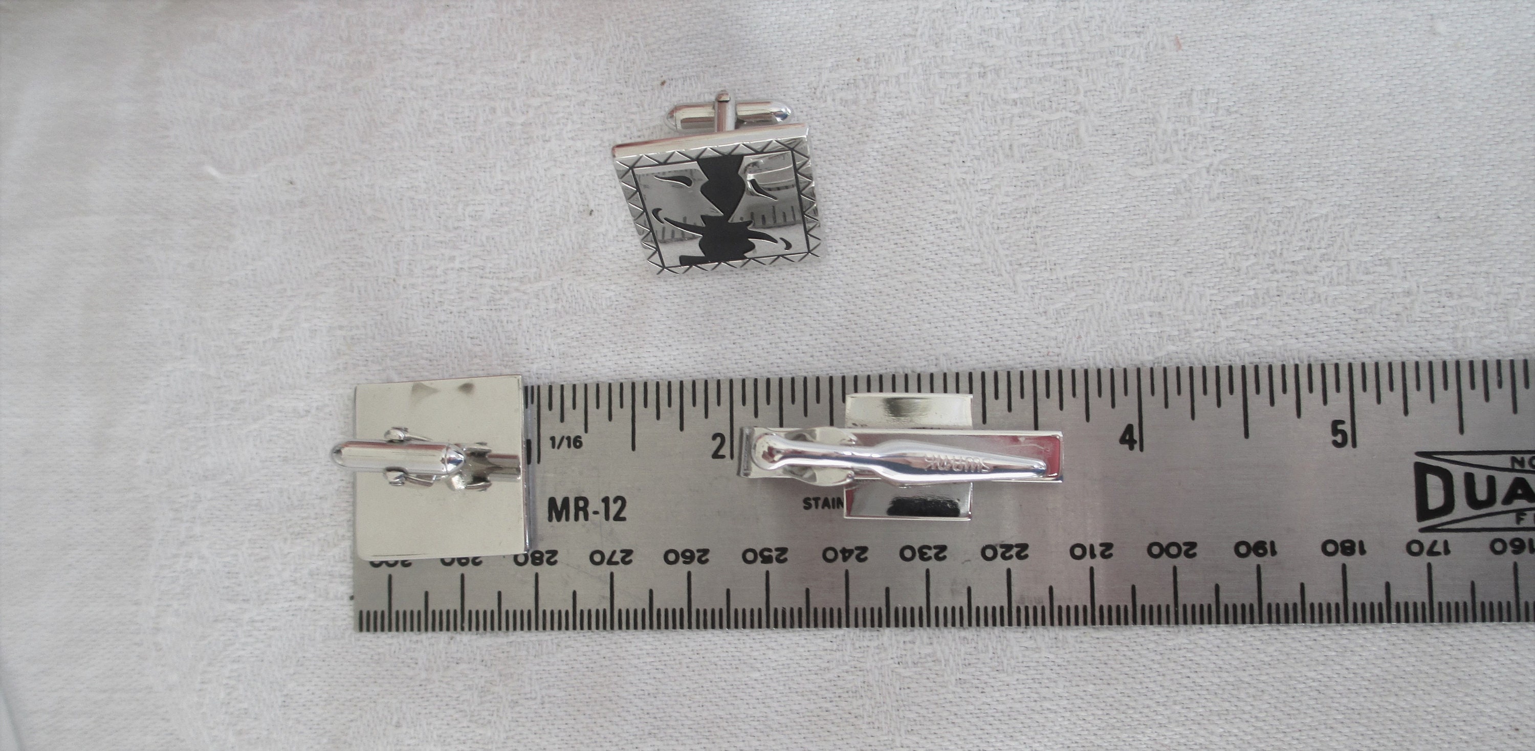 Boutons De Manchette Et Fermoir à Cravate Swank - Motif Théâtre Comédie Et Tragédie, Occasion