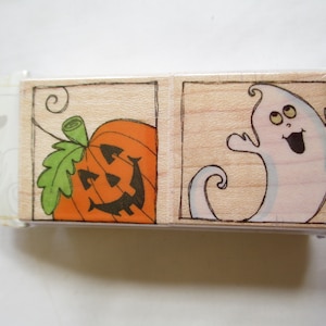 Hero Arts Duo Stempel Halloween Kürbis und Gespenst Dekorativer Holzhalter Stempel, Kartenherstellung, Papierbasteln, Stoff