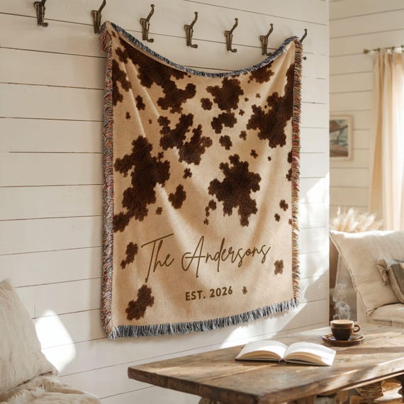 Personalized Western Wedding Blanket, Custom Mr and Mrs Woven Throw, Cowboy Couple Gift, Rustic Bridal Shower Anniversary Keepsake Gift