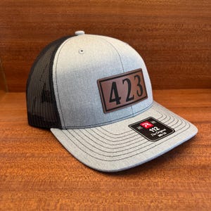 Custom Area Code Leather Patch Trucker Hat, Richardson 112