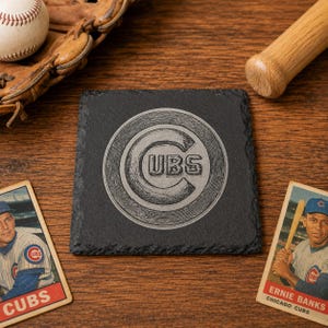 Chicago Cubs gegraveerde leisteen onderzetter afbeelding 2
