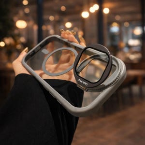 Magnetic Phone Case With Camera Lens Cover Stand Shockproof Clear Protective Slim Design Gray