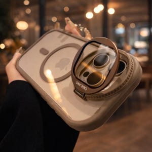 Magnetische Telefonhülle mit Standfuß für Kameralinsen, stoßfest, klar, schlankes Design