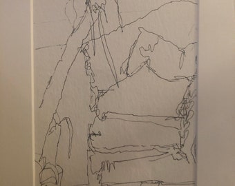 Chair Ink Drawing, Minimalist Line Art
