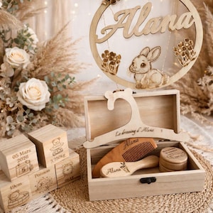 Cube en bois personnalisé naissance