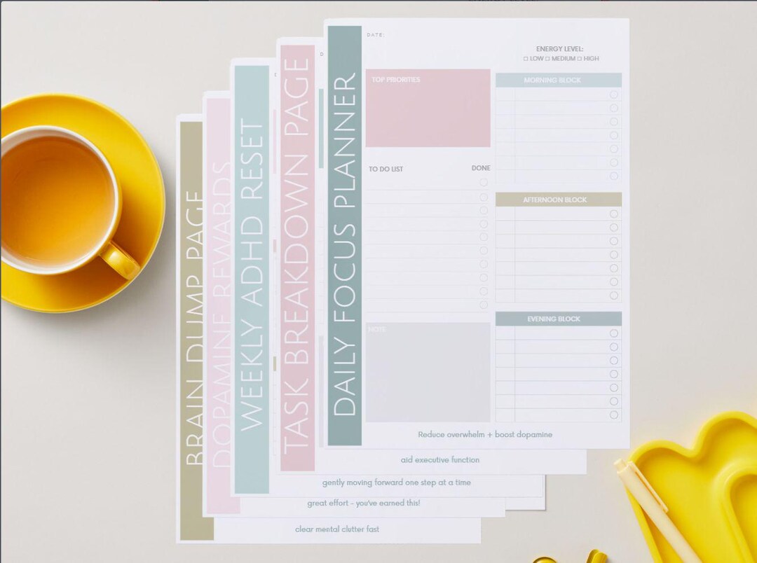ADHD Planner Bundle | Daily Focus, Brain Dump (digital Download PDF) - Etsy