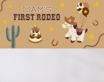 First Rodeo Birthday Banner Mockup | Editable Canva Sign (Digital Download)
