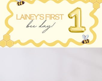 First Birthday Banner Mockup | Editable Canva Sign (Digital Download)