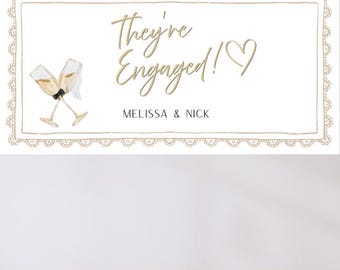 Engagement Party Banner Mockup | Editable Canva Sign (Digital Download)