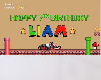 Mario Birthday Mockup Banner | Editable Canva Sign (Digital Download)