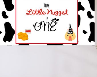 Our Little Nugget is One Mockup Banner | Editable Canva Sign (Digital Download)