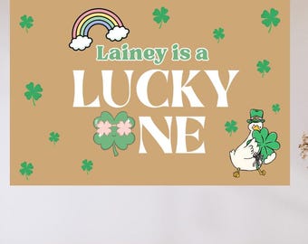 Lucky One Mockup Banner | Editable Canva Sign (Digital Download)