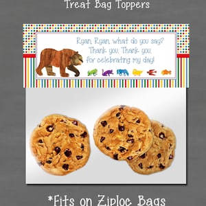 Eric Carle Brown Bear, Brown Bear Treat Bag Toppers - DIY para impressão; Topper de saco para impressão Goodie Loot Candy Treat