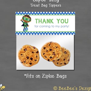 INSTANT DOWNLOAD Super Why Treat Bag Toppers --DIY Printable; Goodie Loot Candy Treat Printable Bag Topper