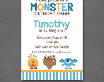 Little Monster Birthday Bash Party Invitation