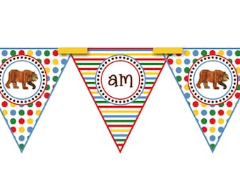 INSTANT DOWNLOAD Eric Carle Brown Bear, Brown Bear Birthday High Chair Banner--DIY Printable