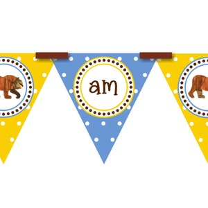 Descarga inmediata Eric Carle Brown Bear, Brown Bear cumpleaños trona bandera--bricolaje para imprimir