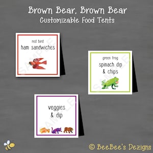 DOWNLOAD INSTANTÂNEO Urso marrom, etiquetas quadradas de aniversário de urso marrom para barracas de comida (cartões de buffet ou cartões de lugar) - DIY para impressão