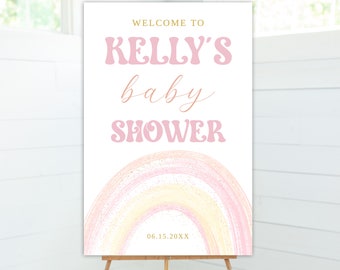 Rainbow Baby Shower, Welcome Sign, Magical Baby Shower, Rainbow Baby, Welcome Board, Self Editable, Baby Shower Printable, Baby Girl