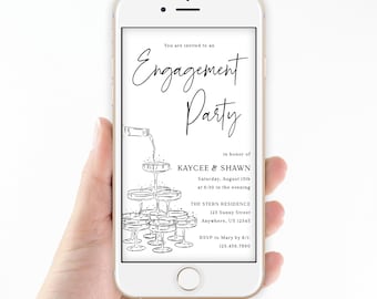 Champagne Tower Text Invitation · Engagement Party SMS Invite · Couples Shower Message · Editable Digital Template · Instant Download
